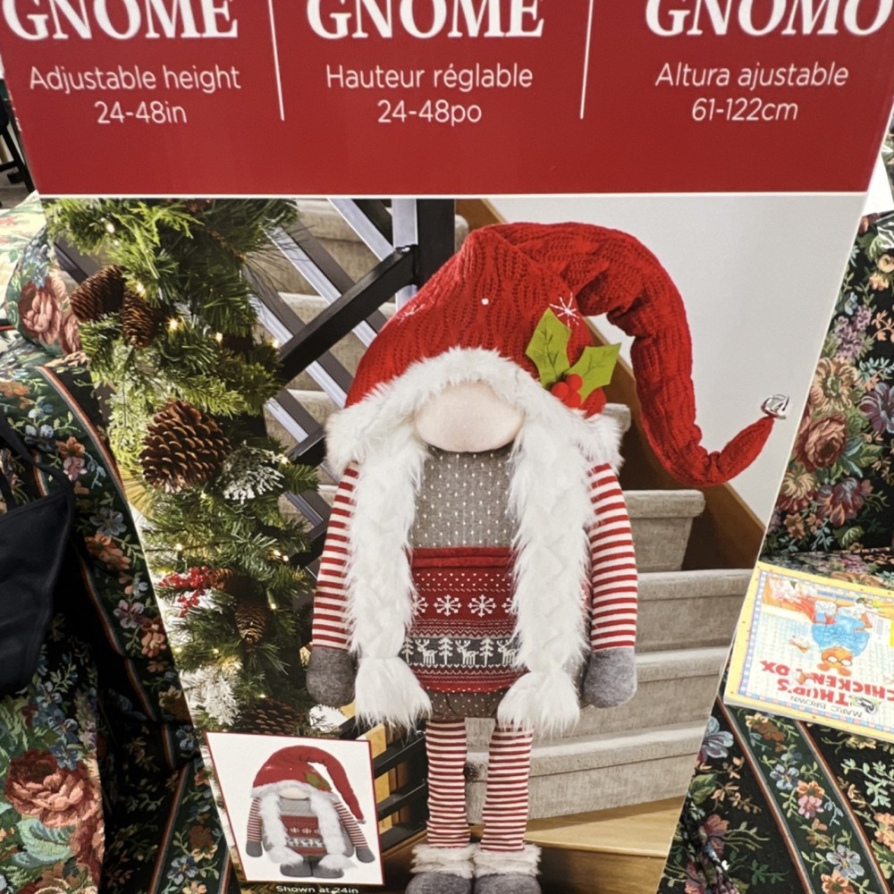Unbranded Christmas Gnome Adjustable Height Holiday Decor Red Gray 24-48in